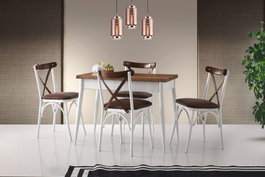 Hanah Home Mesa de Comedor Extensible Dolunay - 1282 Nogal y Blanco